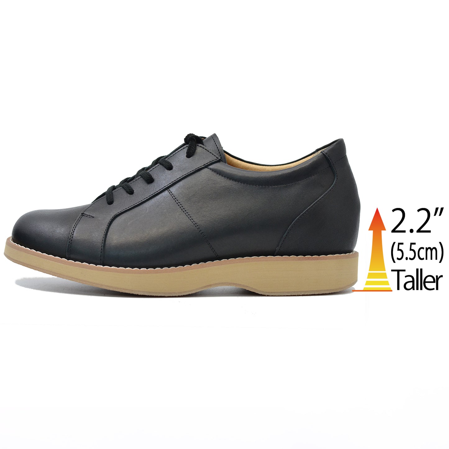 Men's Elevator Shoes Height Increasing 2.2" Taller Casual Shoes Genuine Leather Fashion Sneaker No. 516