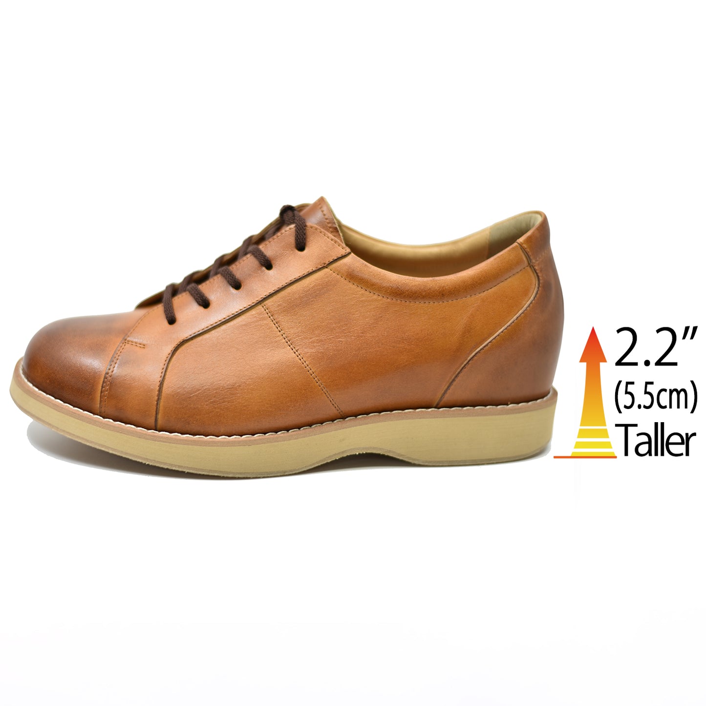 Men's Elevator Shoes Height Increasing 2.2" Taller Casual Shoes Genuine Leather Fashion Sneaker No. 516