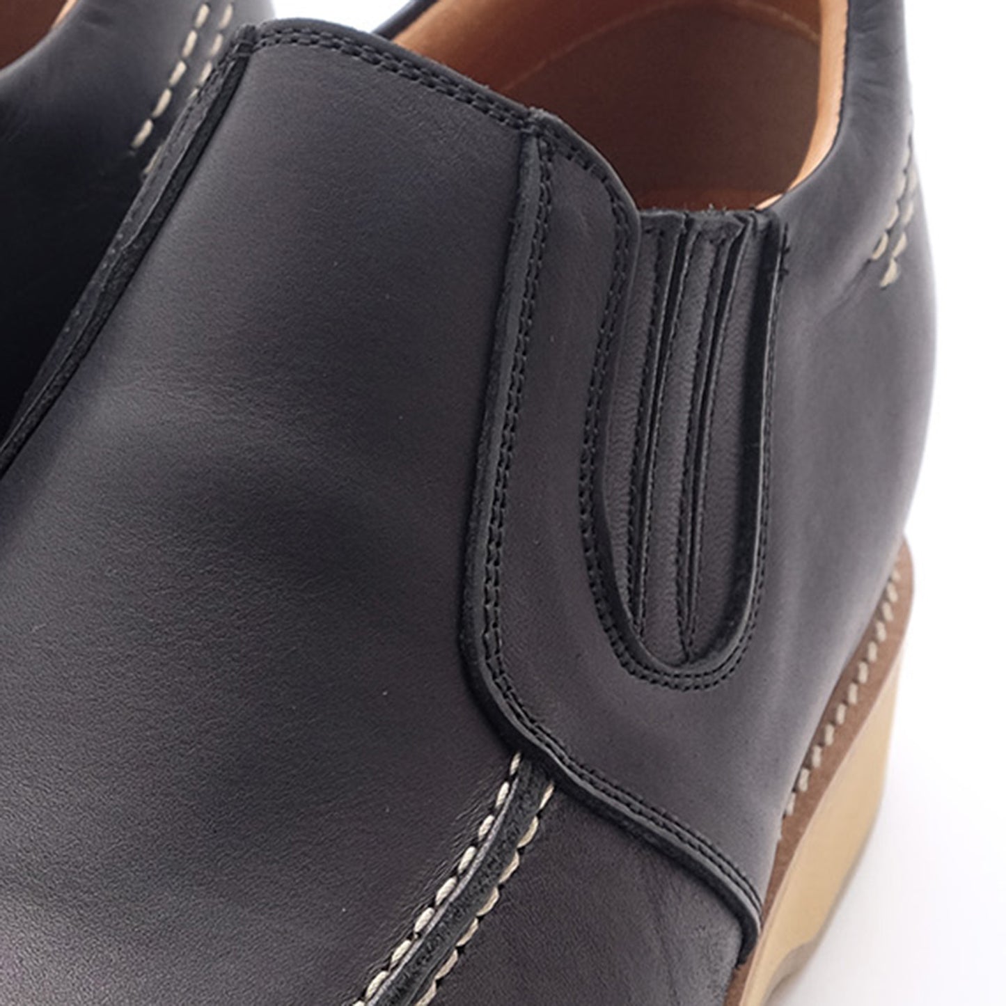 Men's Elevator Shoes Height Increasing 2.2" Taller Slip-on Side Gore Loafer Genuine Leather No. 523