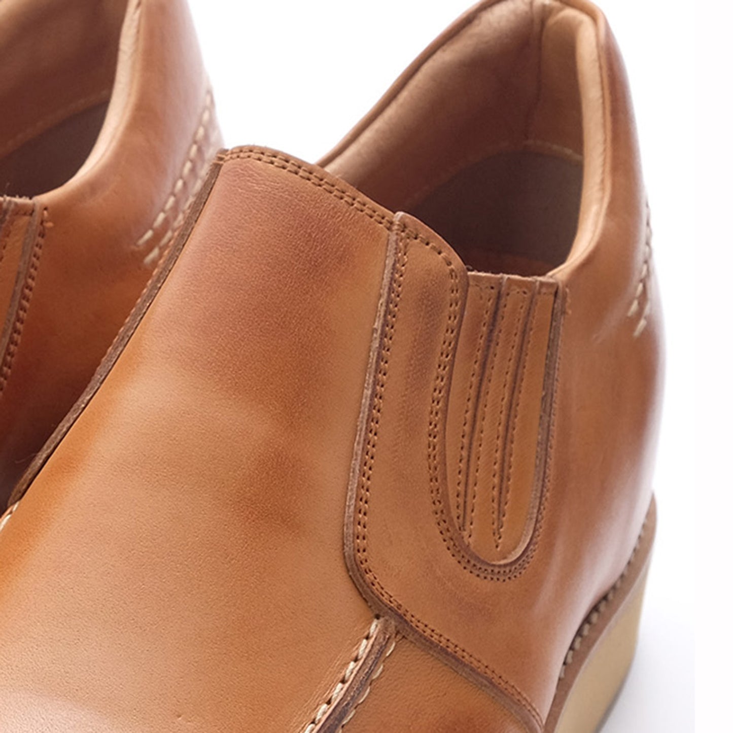 Men's Elevator Shoes Height Increasing 2.2" Taller Slip-on Side Gore Loafer Genuine Leather No. 523