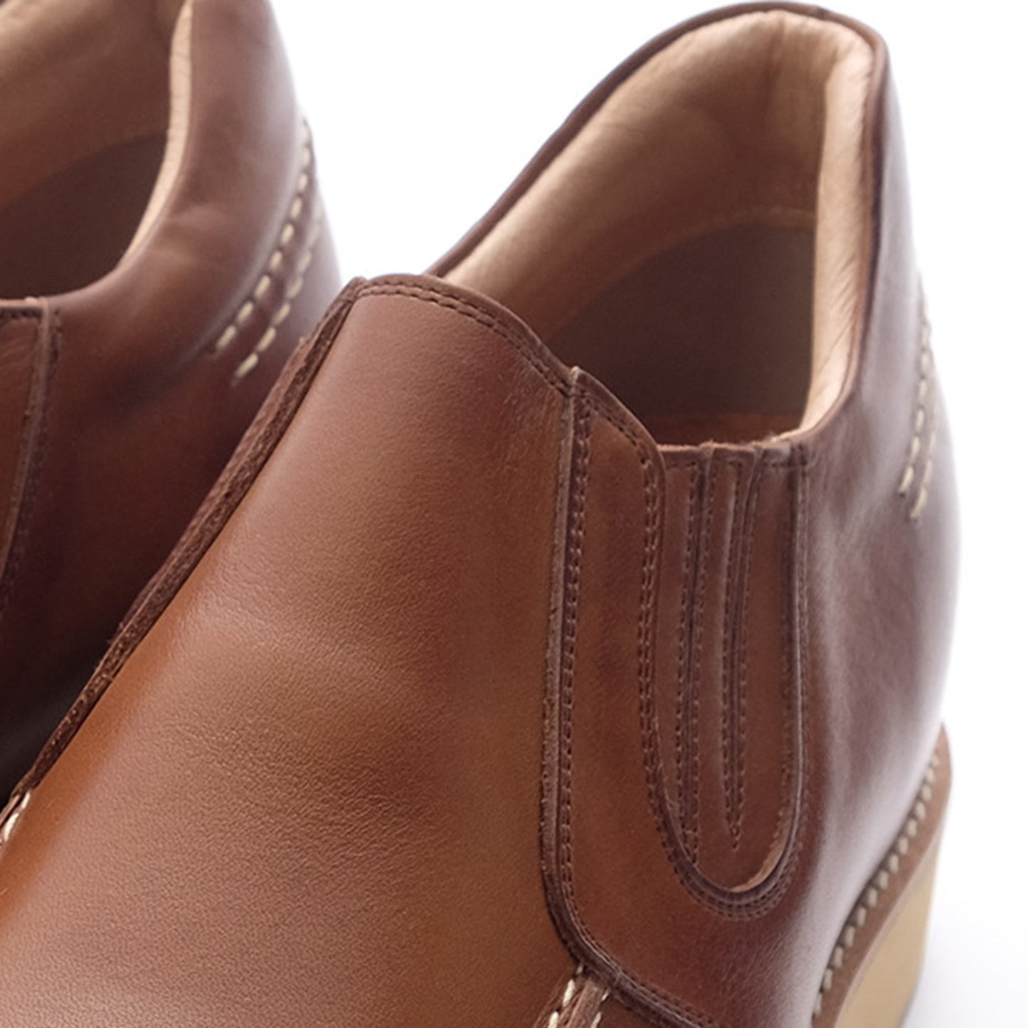 Men's Elevator Shoes Height Increasing 2.2" Taller Slip-on Side Gore Loafer Genuine Leather No. 523