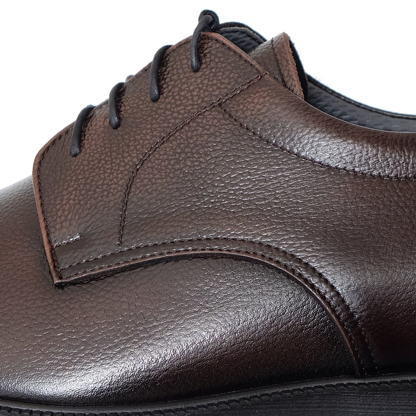 Men's Elevator Shoes Height Increasing 2.2" Taller Derby Plain Toe Lace Up Wide Genuine Leather No. 911