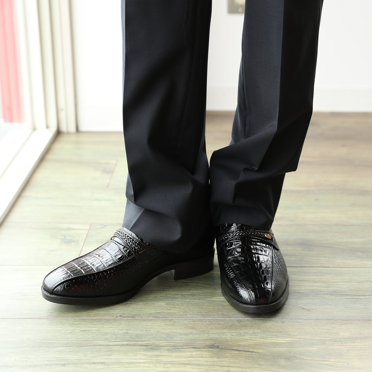 Men's Elevator Shoes Height Increasing 2" Taller Slip-on Dress Shoes Crocodile Embossed Cowhide Leather No. 636