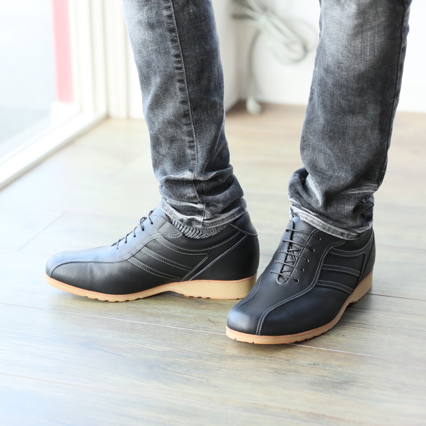 Men's Elevator Shoes Height Increasing 2" Taller Casual Dress Shoes Genuine Leather Fashion Sneaker No. 997