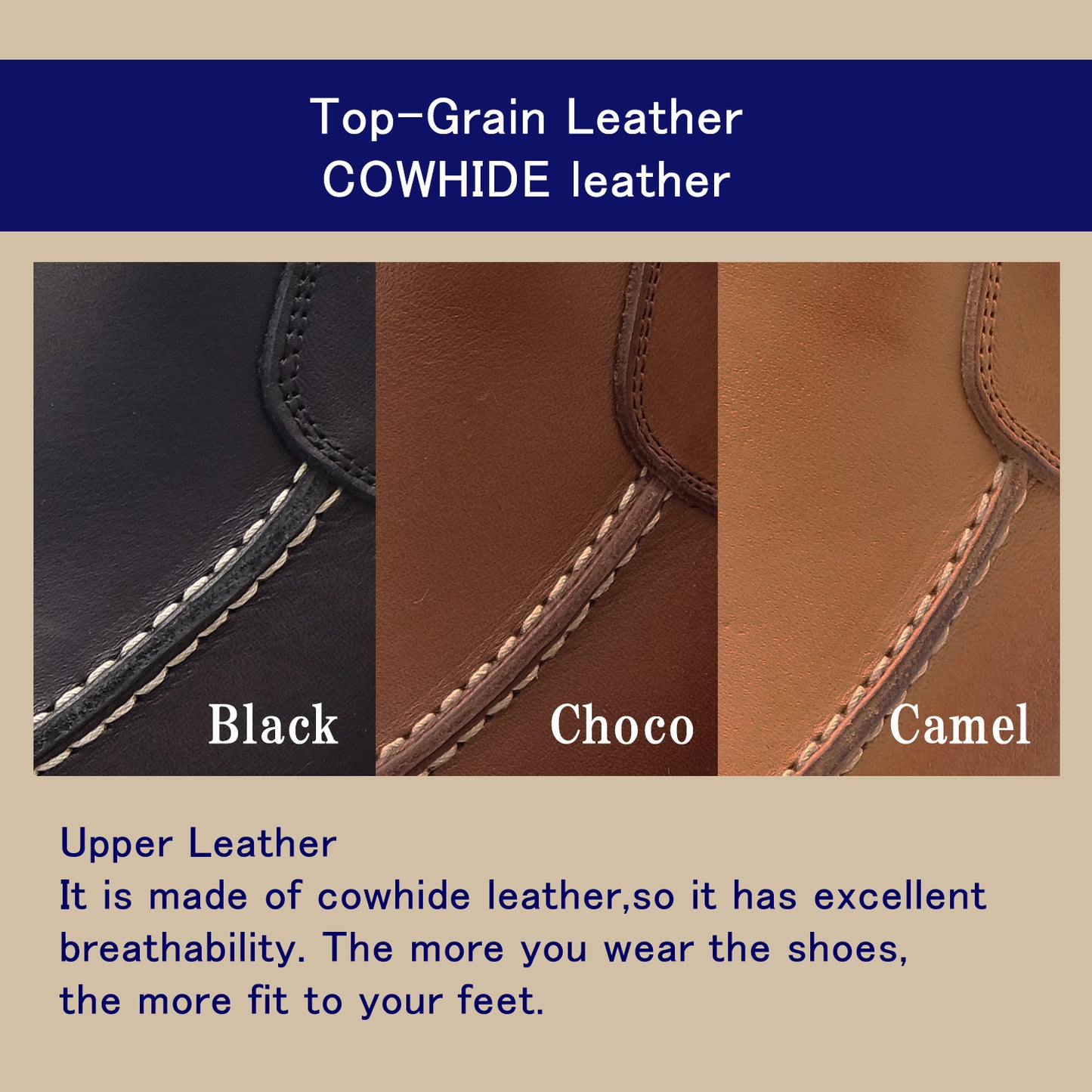 Men's Elevator Shoes Height Increasing 2.2" Taller Slip-on Side Gore Loafer Genuine Leather No. 523