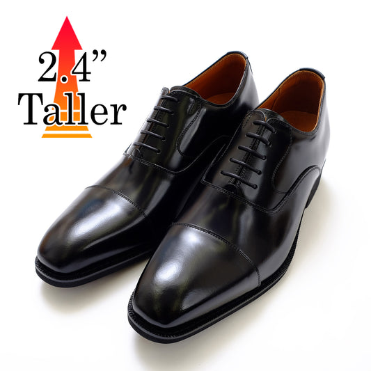 Men's Height Increasing Elevator Shoes 2.36" Taller Oxford Cap Toe Lace Up Dress Shoes Genuine Leather No. 1301