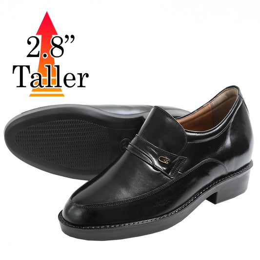 Men's Elevator Shoes Height Increasing 2.76" Taller Slip on U-tip Dress Shoes Kangaroo Leather No. 234