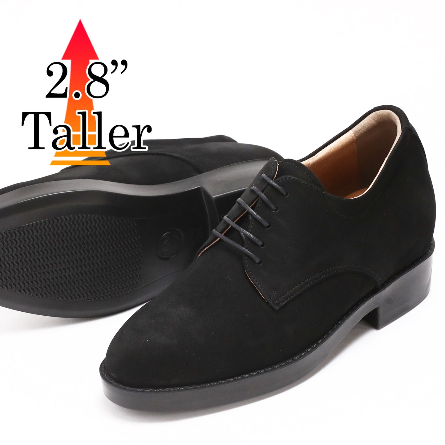 Men's Elevator Shoes Height Increasing 2.76" Taller Oxford Plain Toe Lace Up Casual Shoes Nubuck Leather No. 237