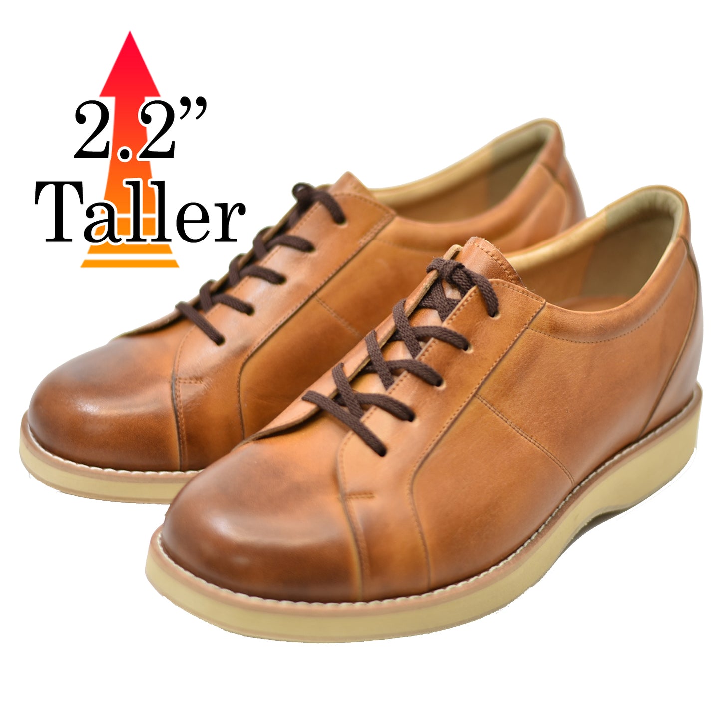 Men's Elevator Shoes Height Increasing 2.2" Taller Casual Shoes Genuine Leather Fashion Sneaker No. 516