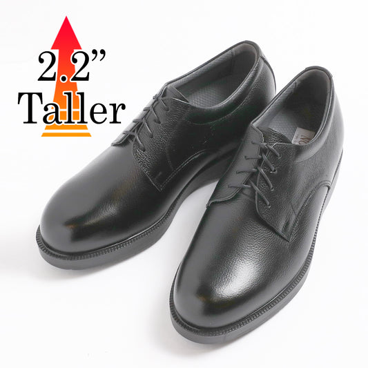 Men's Elevator Shoes Height Increasing 2.2" Taller Derby Plain Toe Lace Up Wide Genuine Leather No. 911