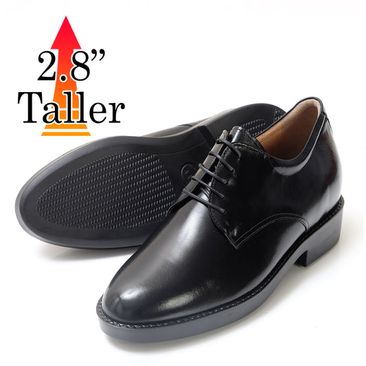 Men's Elevator Shoes Height Increasing 2.76" Taller Oxford Plain Toe Lace Up Dress Shoes kangaroo Leather No. 233