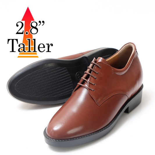 Men's Elevator Shoes Height Increasing 2.76" Taller Oxford Plain Toe Lace Up Dress Shoes kangaroo Leather No. 233