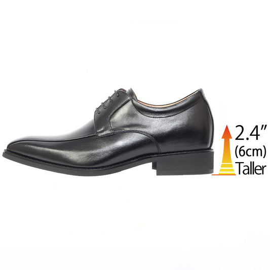 Men's Elevator Shoes Height Increasing 2.36" Taller Derby Lace Up Dress Shoes Genuine Soft Leather No. 1976