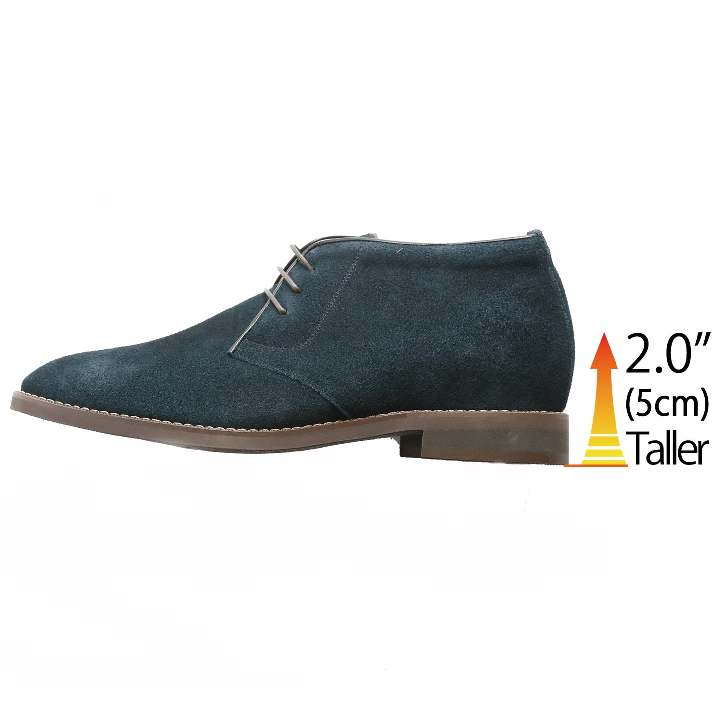 Men's Elevator Shoes Height Increasing 2" Taller Chukka Boots Velour Leather Ankle Boots No. 850