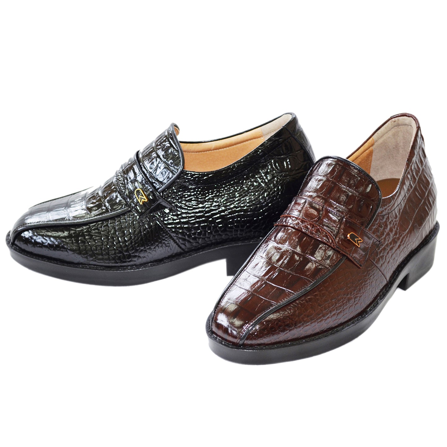 Men's Elevator Shoes Height Increasing 2.76" Taller Slip-on Dress Shoes Crocodile Embossed Cowhide Leather No. 236