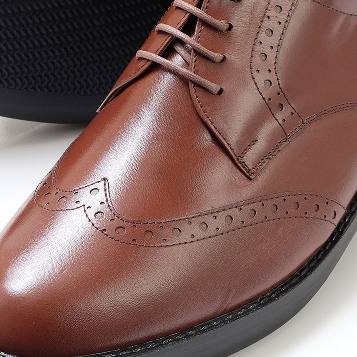 Men's Elevator Shoes Height Increasing 2.76" Taller Wingtip Lace Up Brogue Dress Shoes Kangaroo Leather No. 232