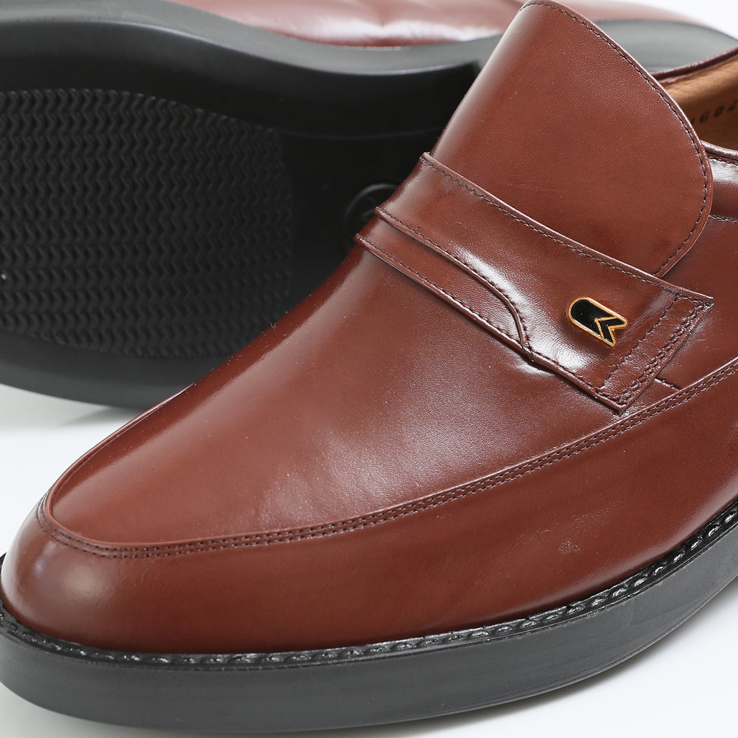 Men's Elevator Shoes Height Increasing 2.76" Taller Slip on U-tip Dress Shoes Kangaroo Leather No. 234