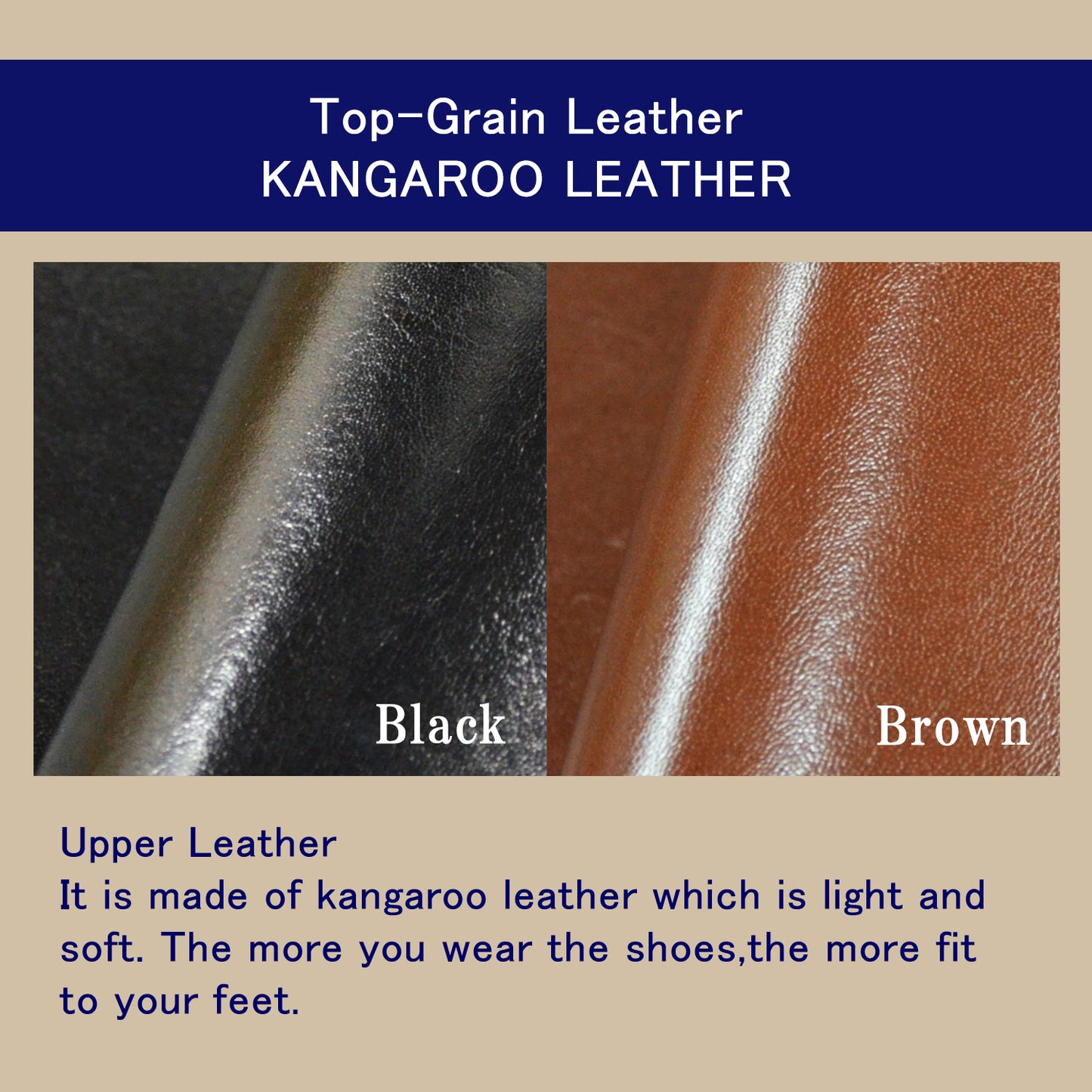Men's Elevator Shoes Height Increasing 2" Taller U-Tip Slip-On Wide Shoes Genuine Kangaroo Leather No. 635